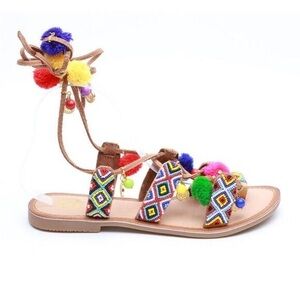 Chinese Laundry Colorful Pom Pom Sandals